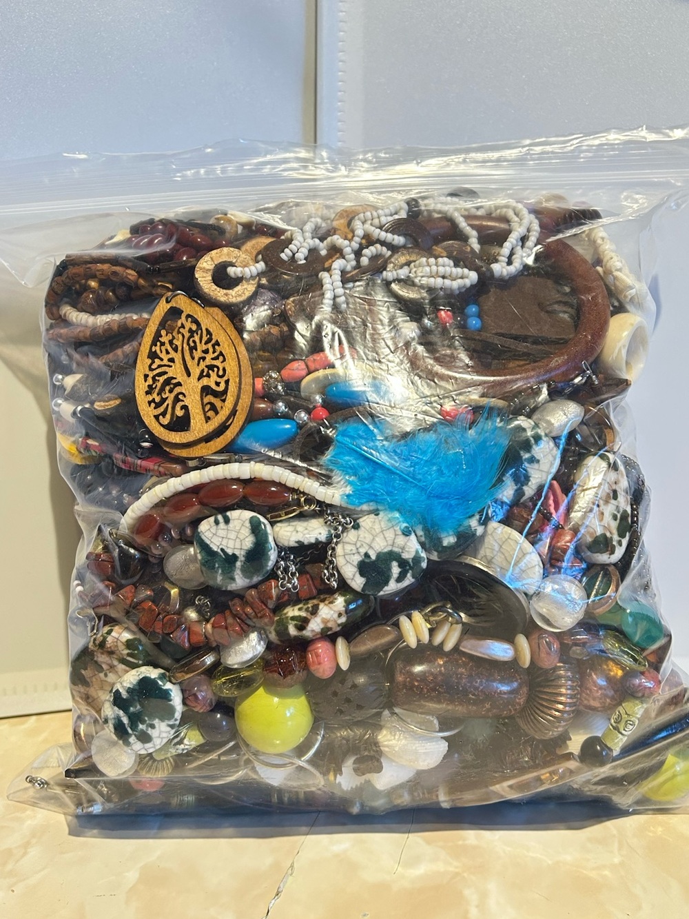 *Reserved*Mixed Wood & Shell Bead Jewelry Collection - Picture 2 of 9